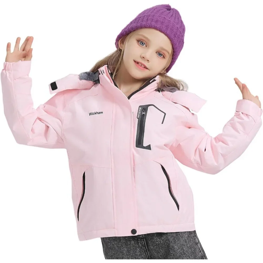 Girl's Waterproof Ski Jacket Winter Warm Fleece Lined Snow Windproof Jackets Rem